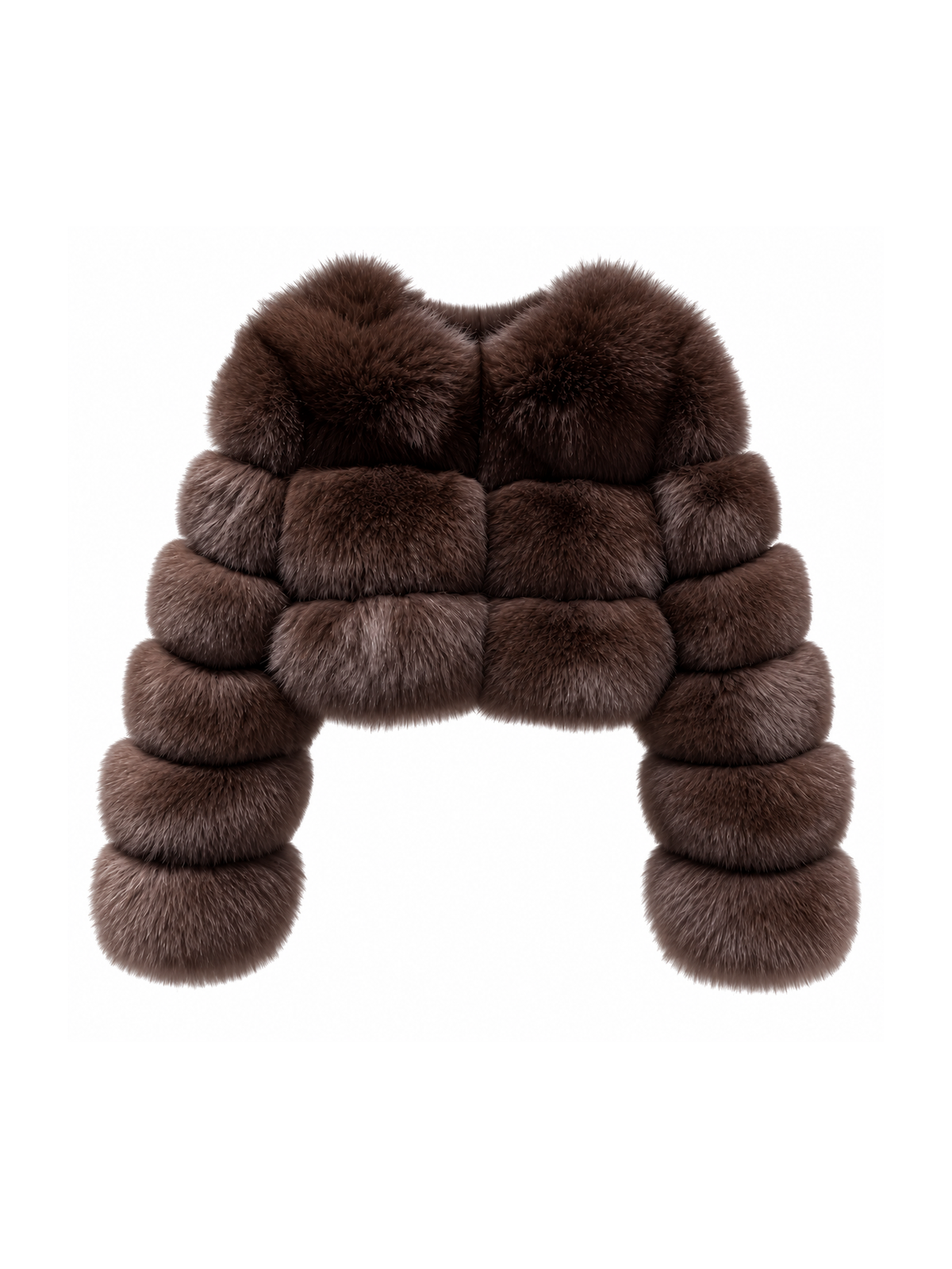 Dark brown bubble mini cropped fox fur coat
