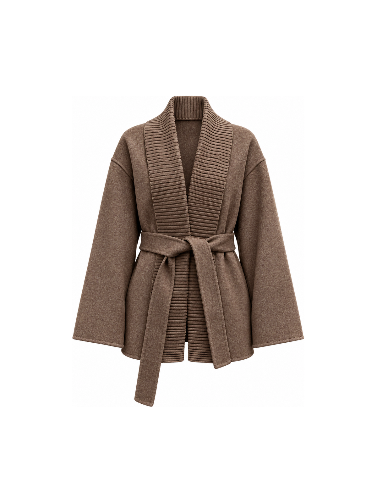 Brown cashmere wool belted cardigan