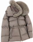 Down Puffer Jacket with Fox Fur Hood & Gloves
