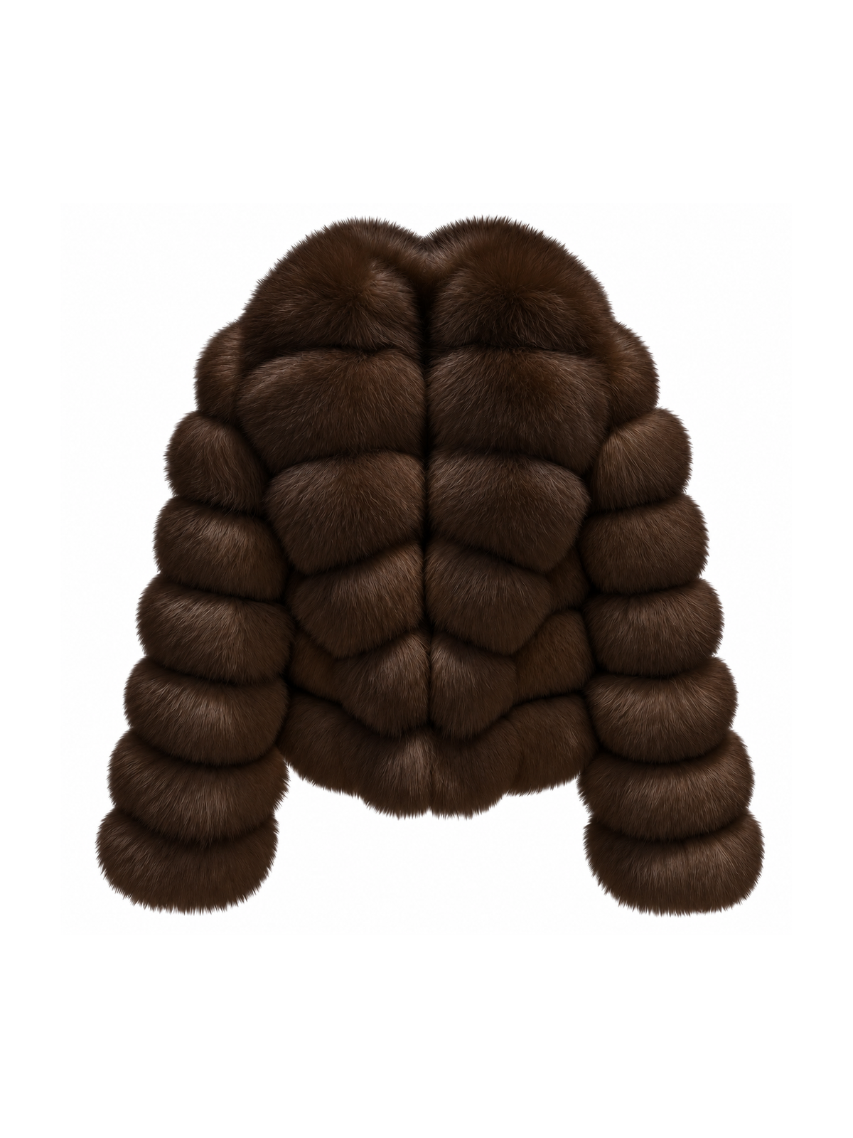 Bubble rows fox fur collar coat in dark brown