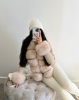Real fox fur cardigan for women. Fur trimmed knitted cardigan. Luxury natural fox fur cardigan with collar & cuffs. Knitwear with fur. Detachable, removable fur made with a stretchy wool cardigan. Free UK, EU & USA delivery.  Fur coat. Women's knitwear. Fur trimmed knitwear cardigan. Real fur coats. Fur coats. Winter coats women's. Fur jackets womenswear. Luxury fur jacket. Premium high quality fur coats. 