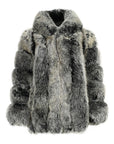 Hooded Straight Rows Long Coat - Silver Fox UK10 | M | US6