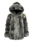 Hooded Straight Rows Long Coat - Silver Fox UK10 | M | US6