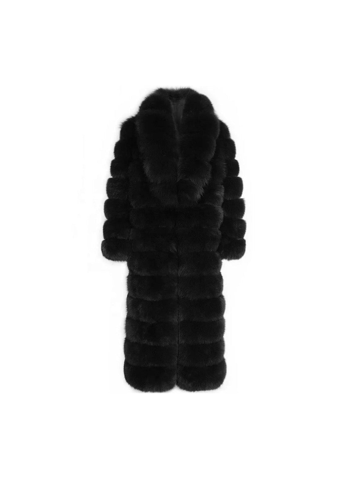 Long bubble fox fur coat with oversized collar – view 3