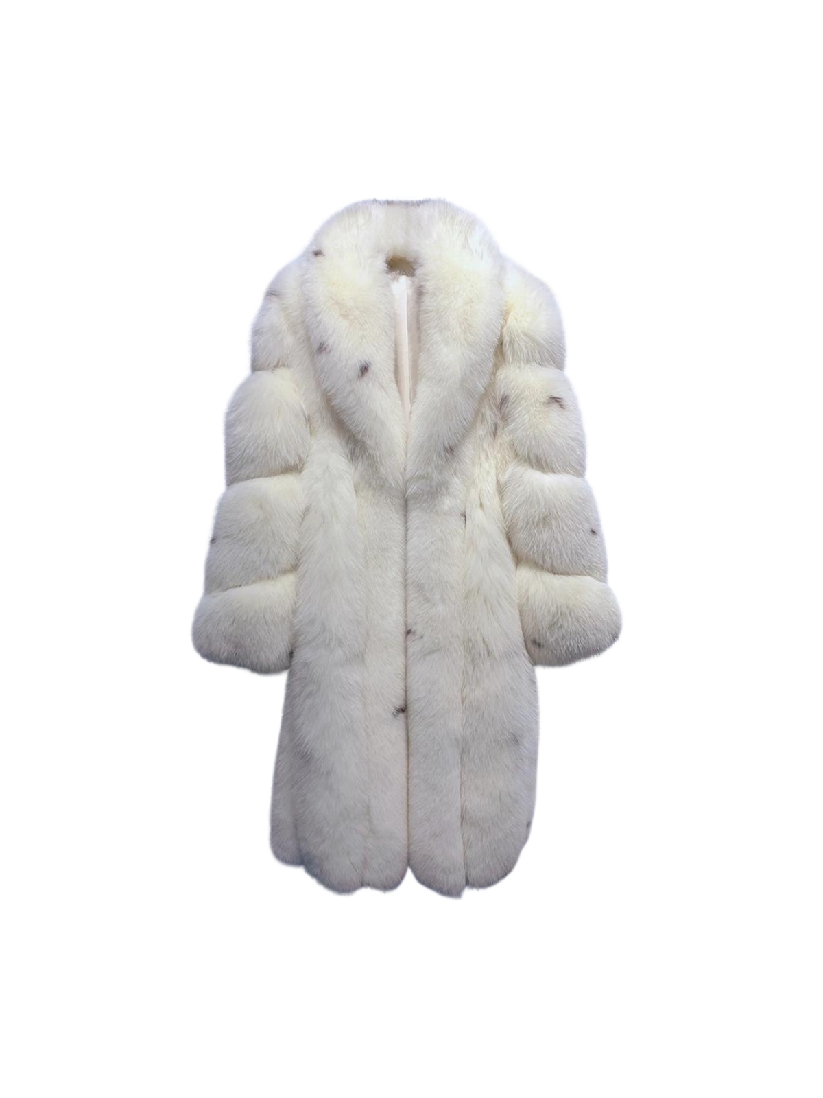 Long fox fur coat with collar in ivory mink – view 4