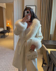 Fur Collar & Cuffs Long Cashmere Coat
