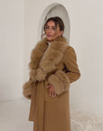 Long Cashmere Coat with Fur Collar & Cuffs