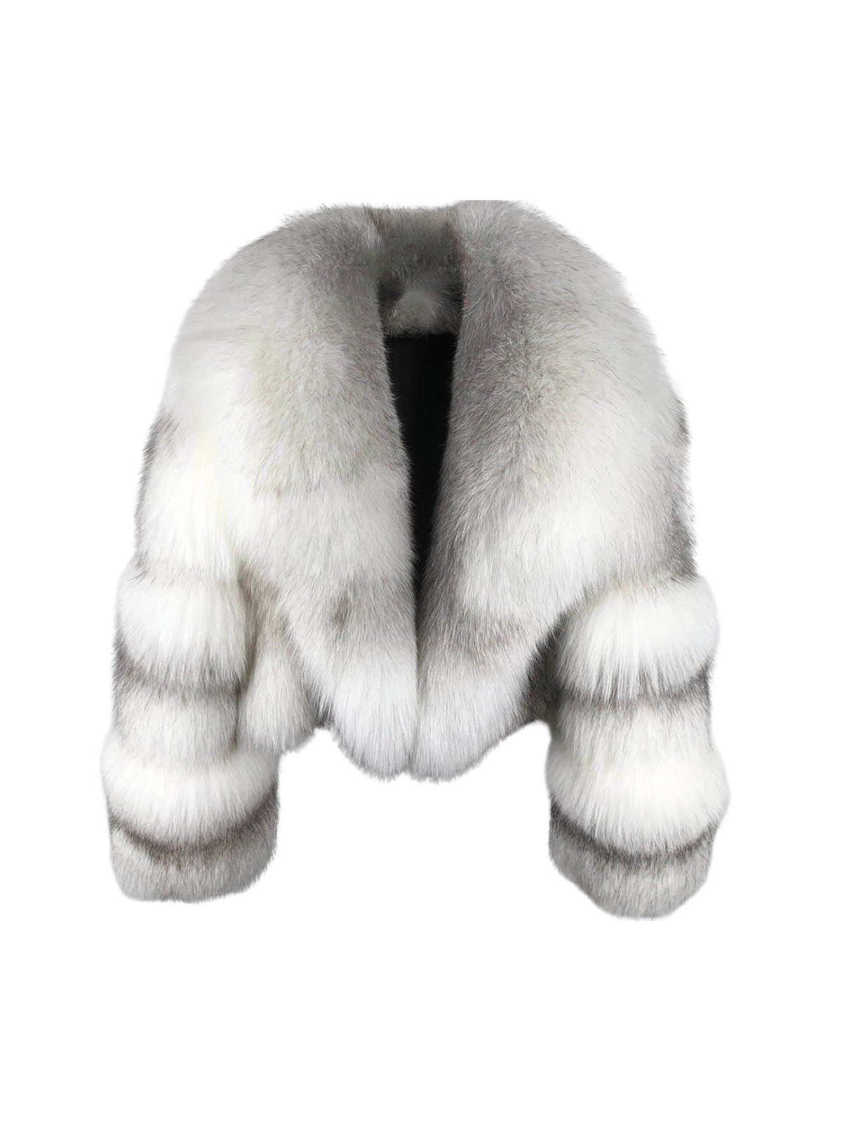 Cross fox fur straight rows cropped collar coat – view 2