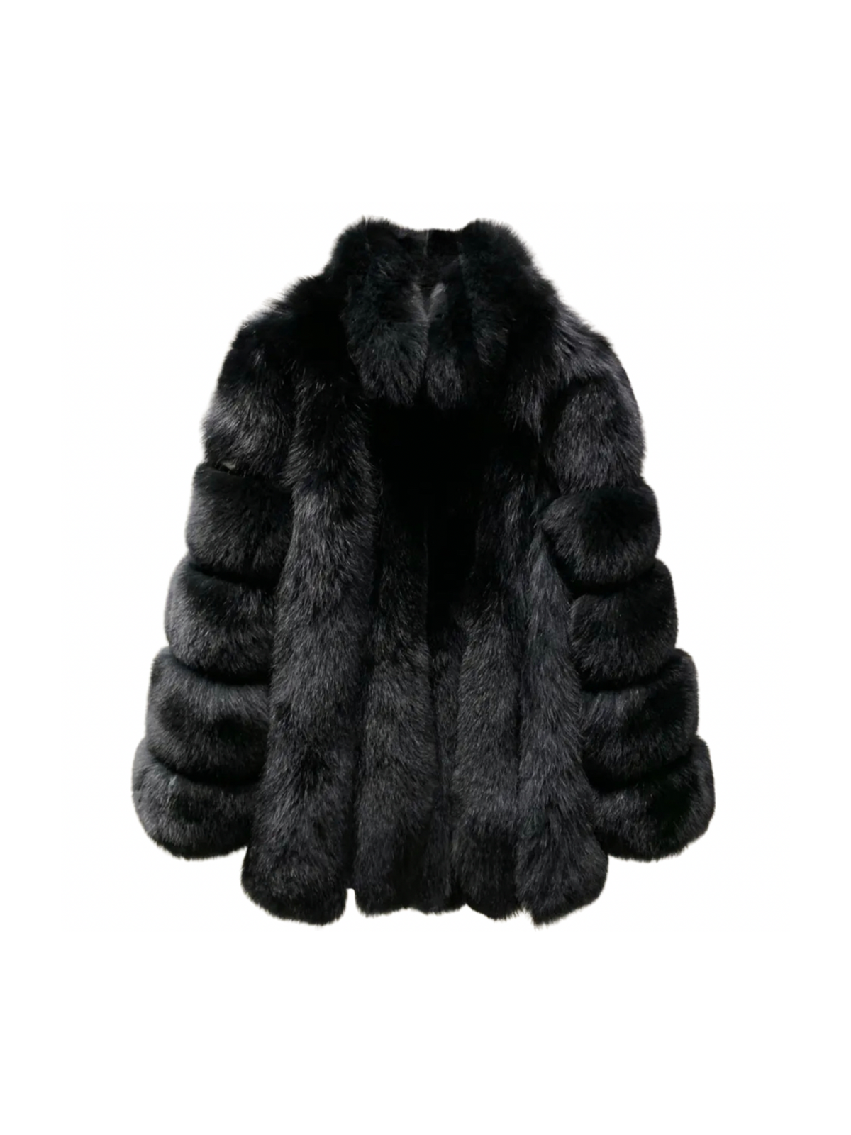 Straight rows long fox fur coat with collar – view 4